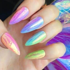 holographic rainbow nails