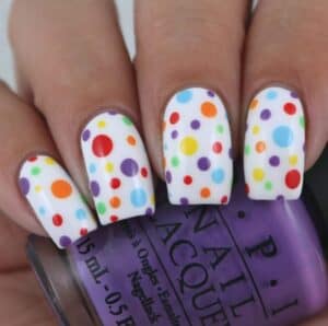 polka dot rainbow nails